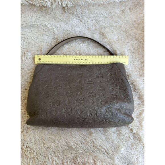 MCM Klara Monogram Leather Hobo Bag - Grey - Picture 6 of 12